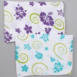 Hawaiian (Purple & Teal) 2 pack, organic muslin swaddle blankets
